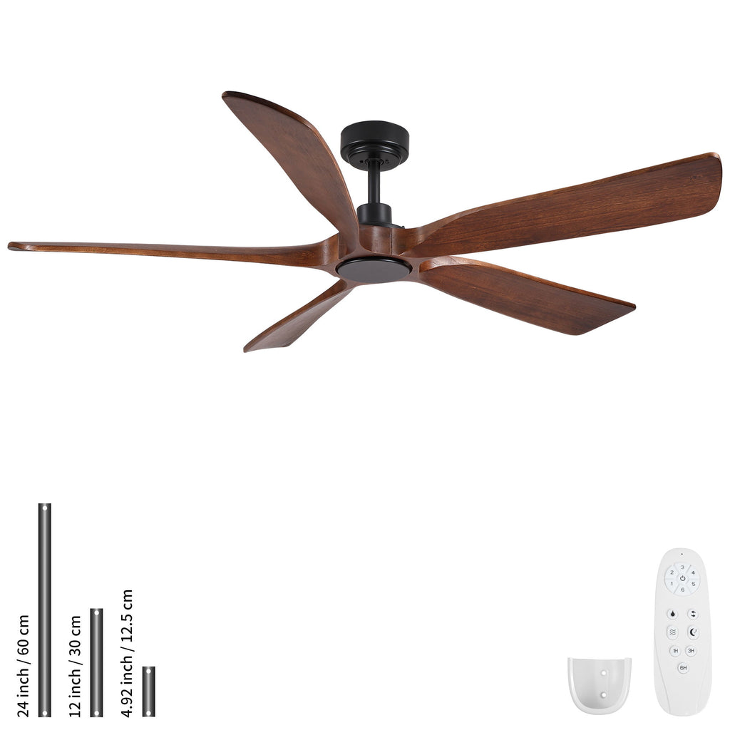 Ceiling Fan With Light And Remote Control, Noiseless, 6 Speeds Reversible, Quiet DC - Matte Black