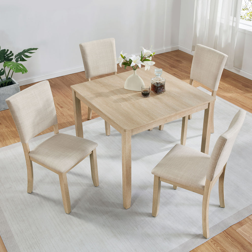 Modern 4 Person Dining Table Set With 4 Chairs