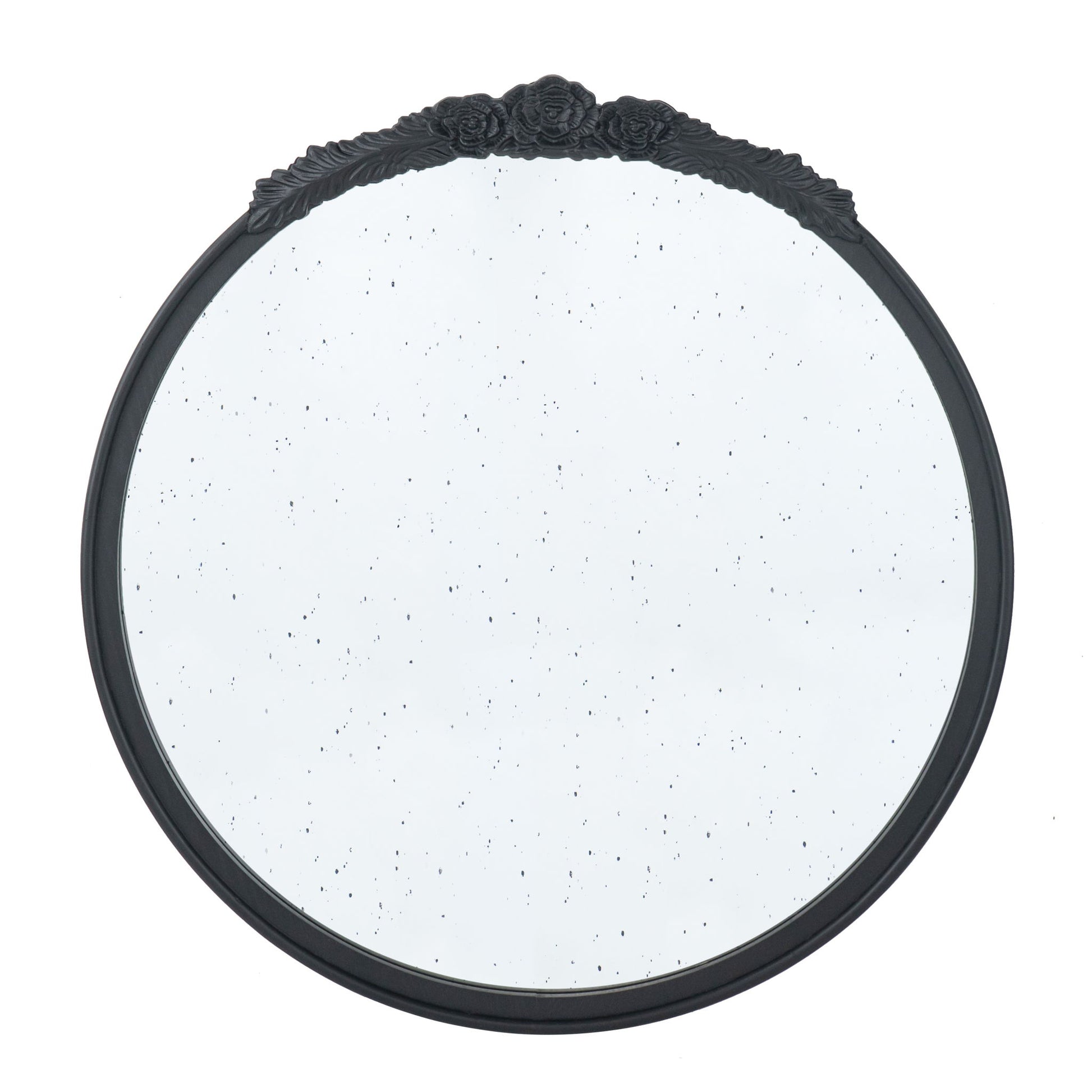 Round Hand Carved Rose Antique Mirror Frame, Wall Mirror For Live Space
