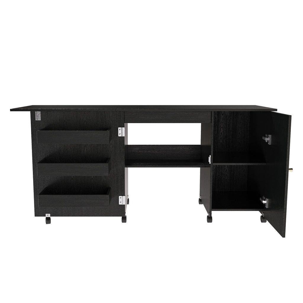 Foldable Sewing Table With Locking Casters