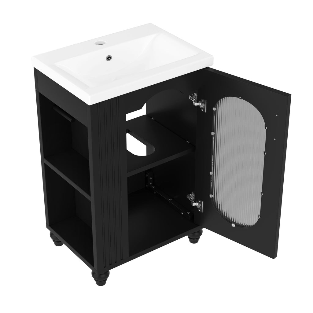 Modern Bathroom Vanity With Sink, Adjustable 2 Tier Shelf