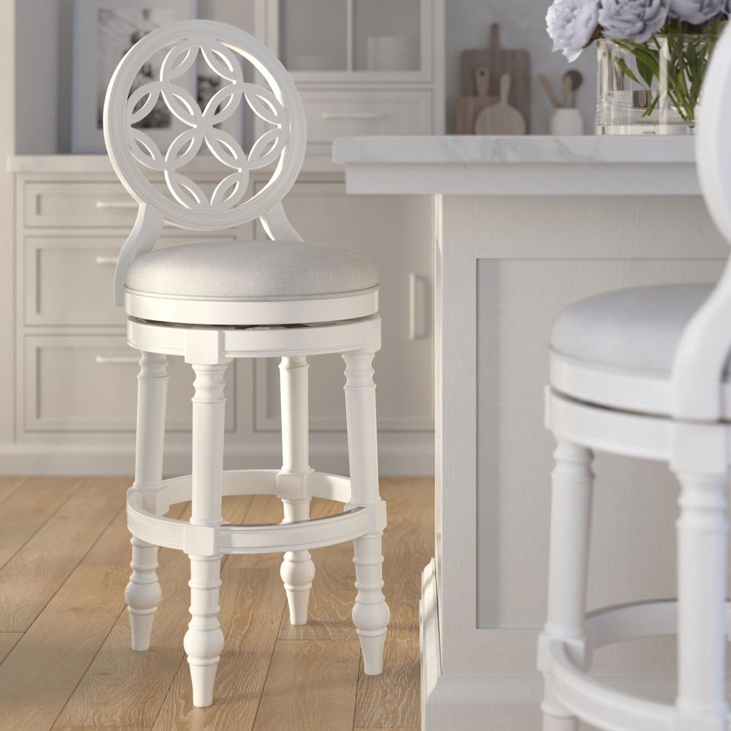 Stool With Back And Swivel Upholstered Seat