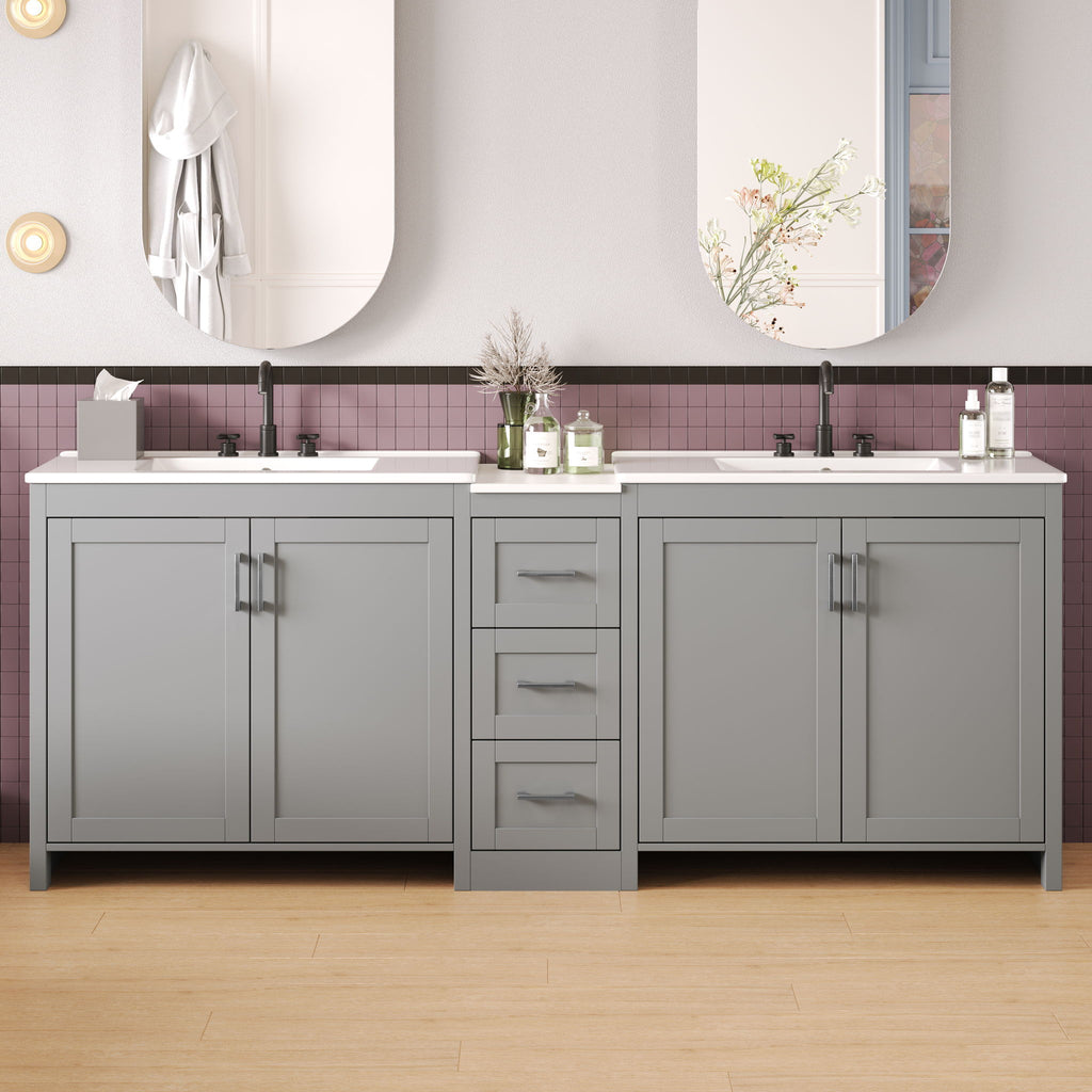 Double Sink Bathroom Vanity With Quartz Countertop
