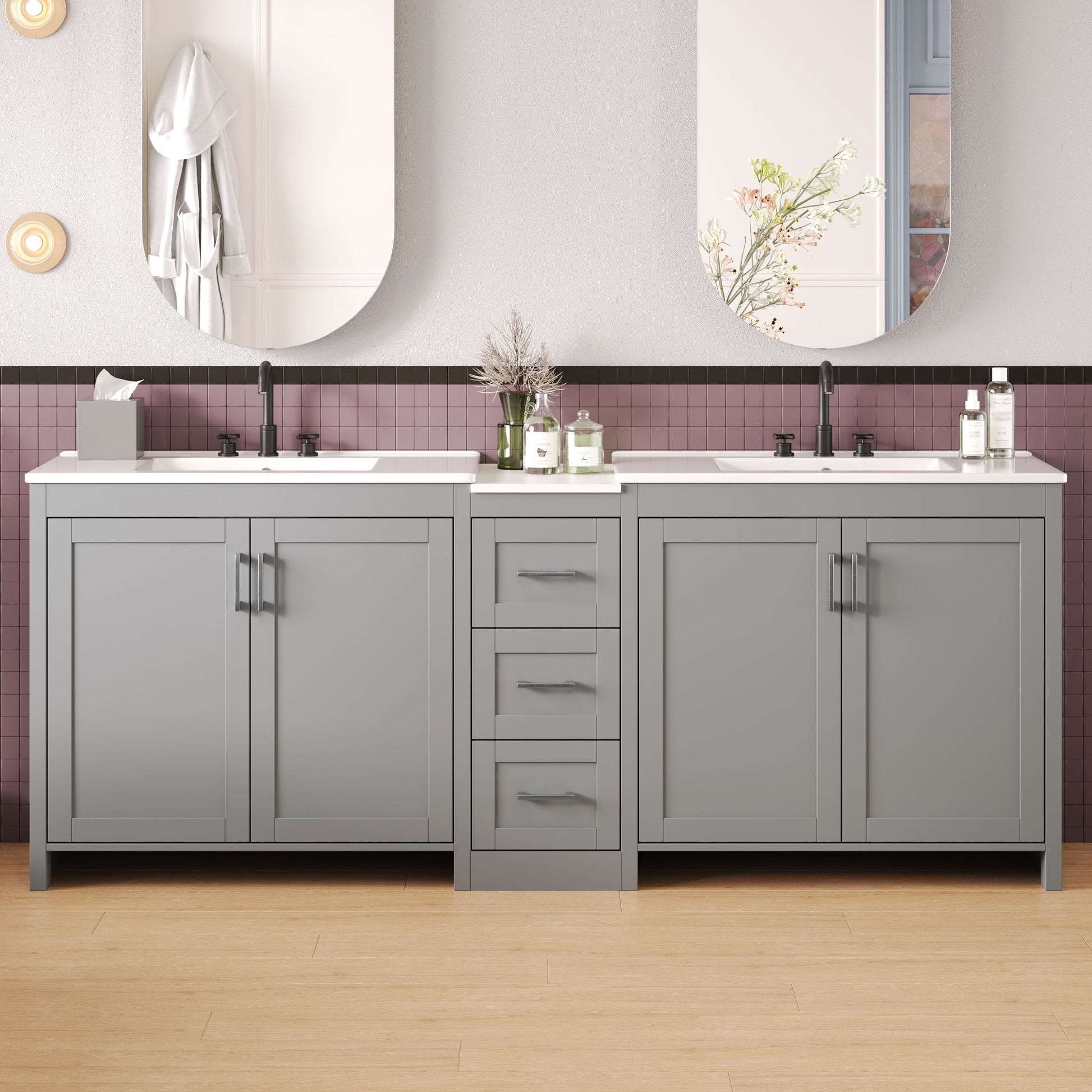 Double Sink Bathroom Vanity With Quartz Countertop