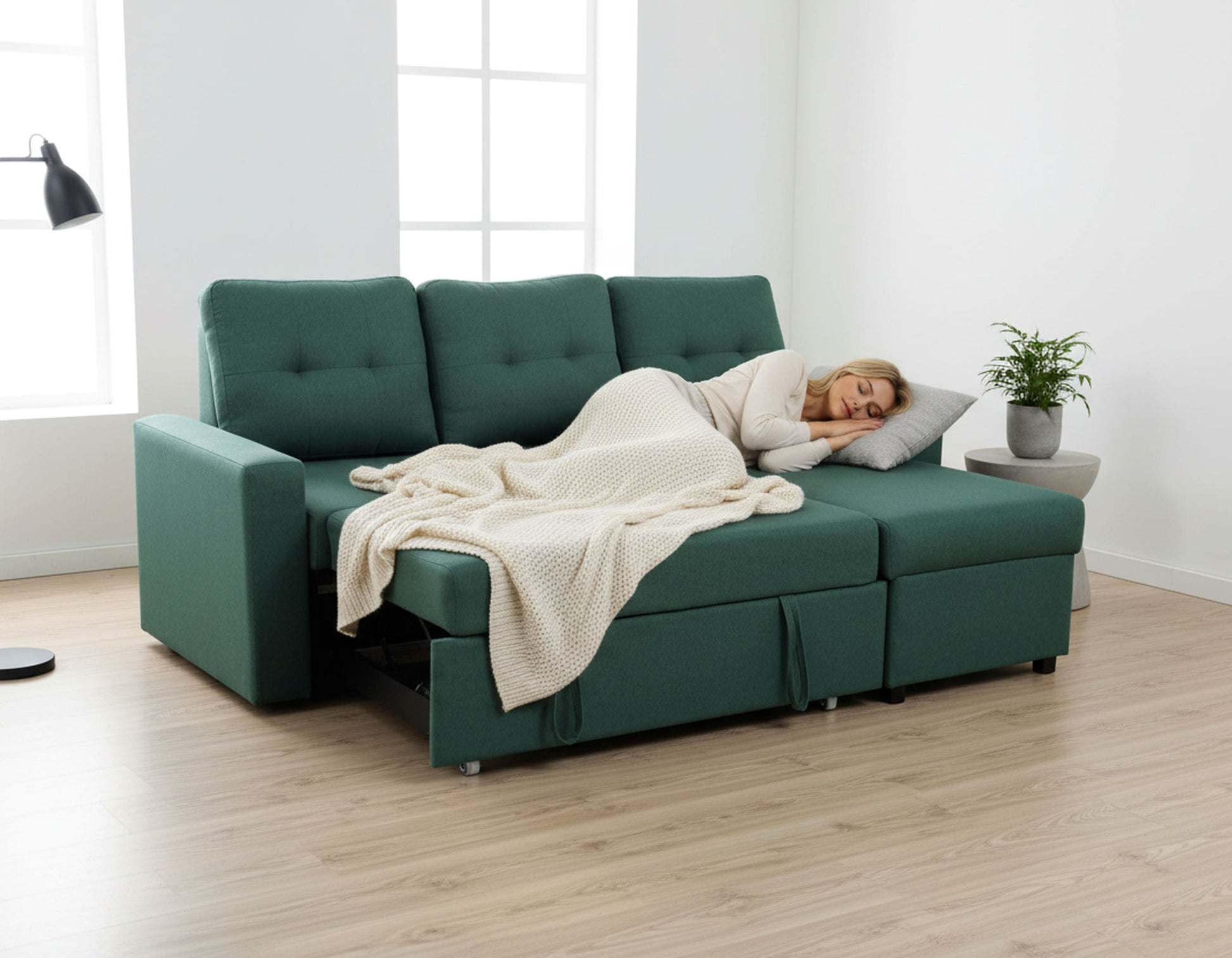 Convertible L Shaped Sectional Sleeper Sofa Bed, Saving Pull Out Couch