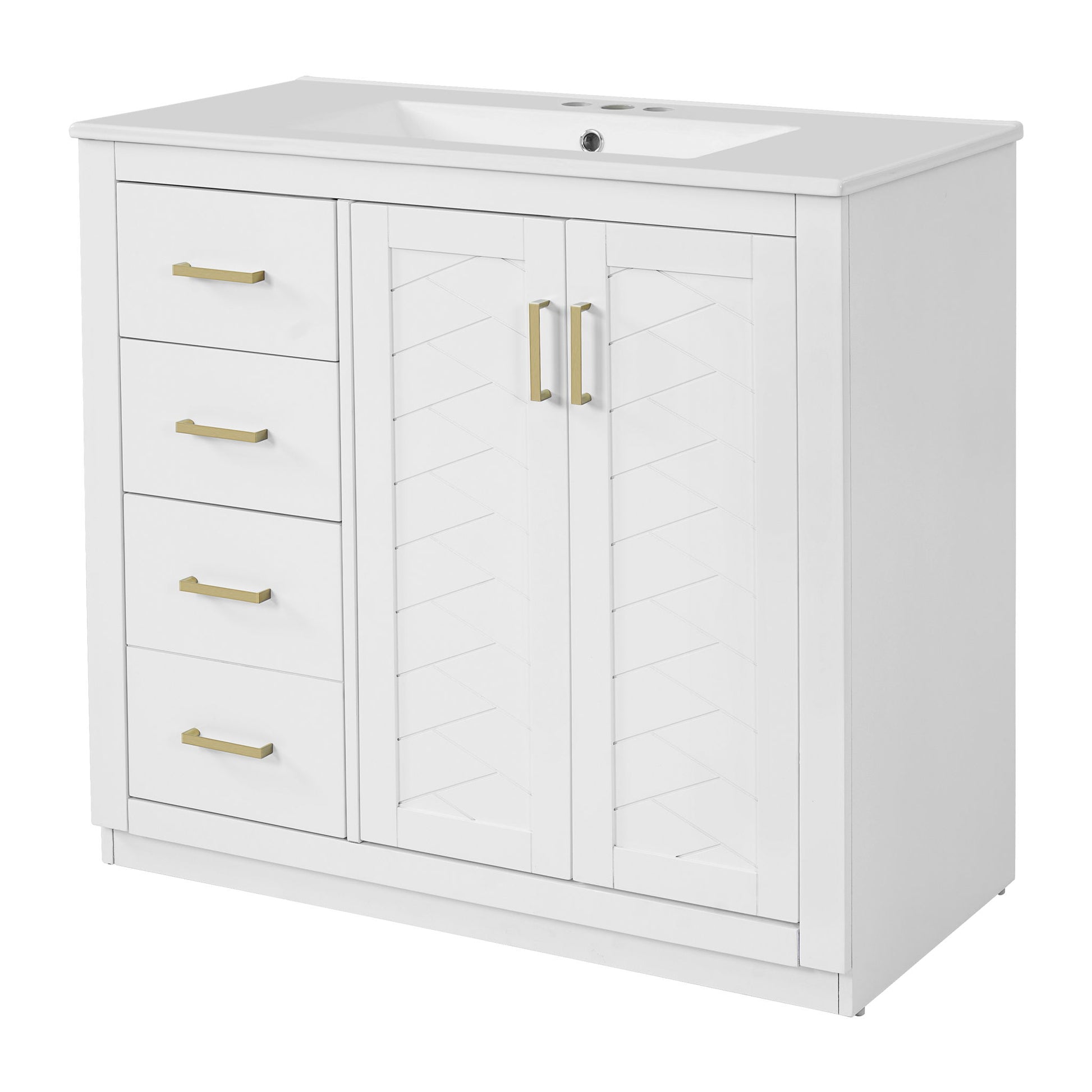 Bathroom Vanity With Sink Combo, Storage Cabinet, Freestanding Set With 3 Drawers & Soft Closing Doors