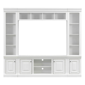 TV Stand With Hutch, Large Entertainment Center With Adjustable Shelves
