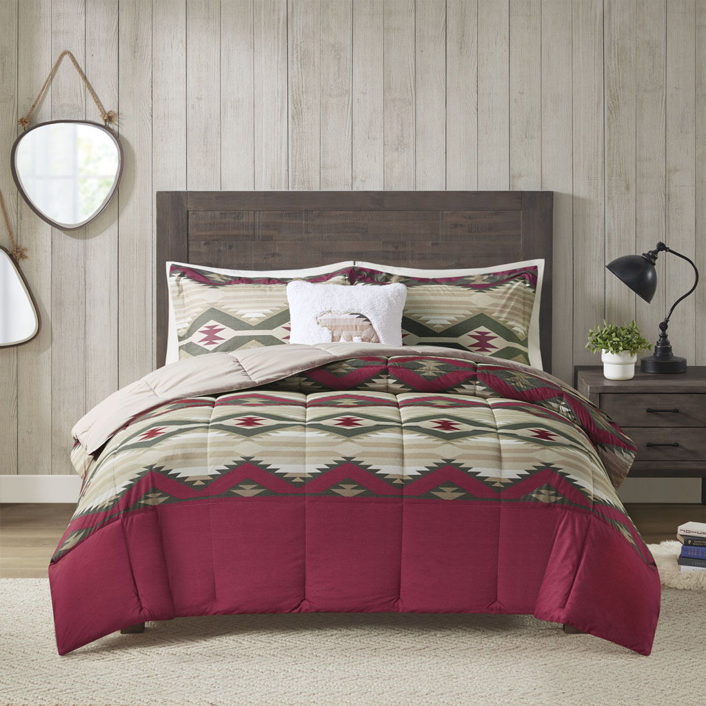 Emmet Creek - Down Alternative Comforter Set With Throw Pillow - Red