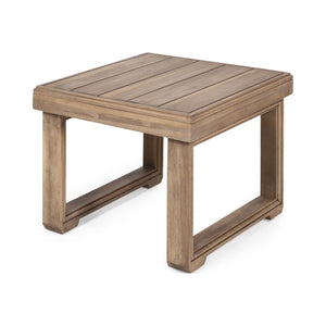 Outdoor Square Side Table With Acacia Wood Frame - Brown