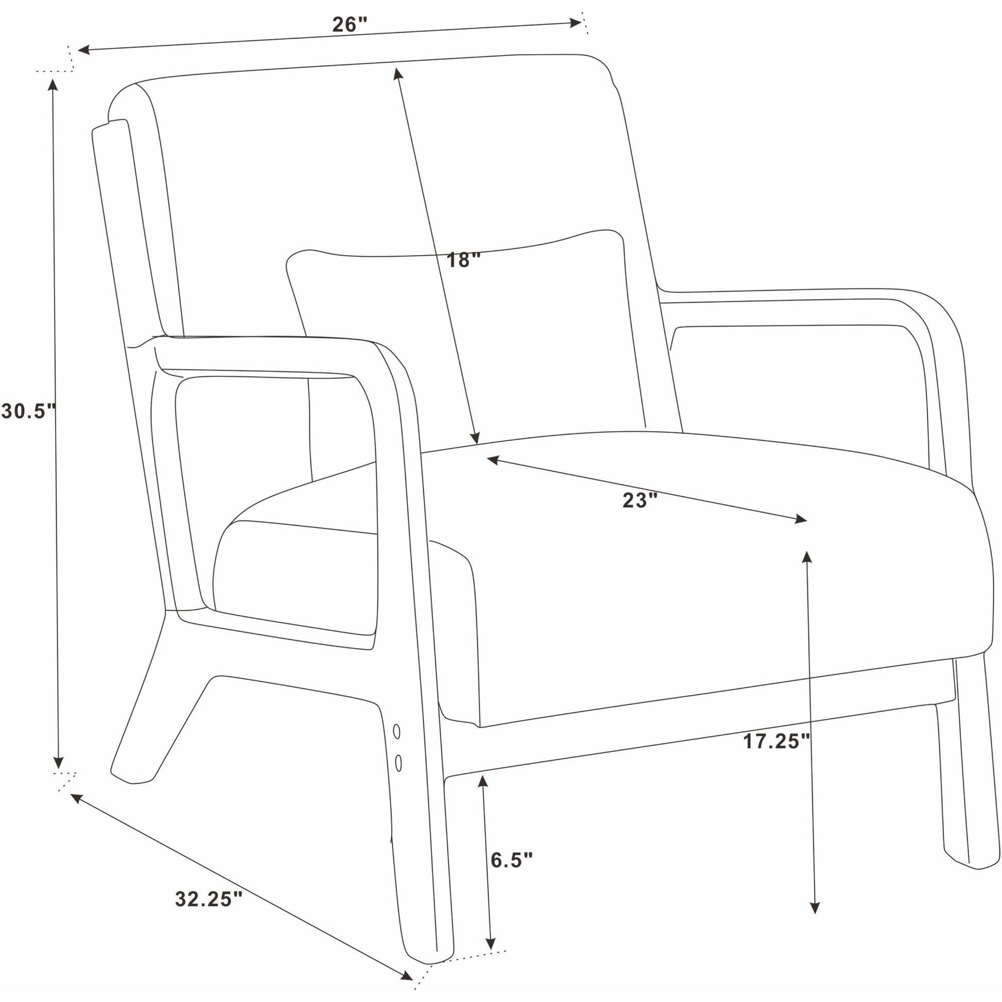 Upholstered Armchair With Back Support Pillow