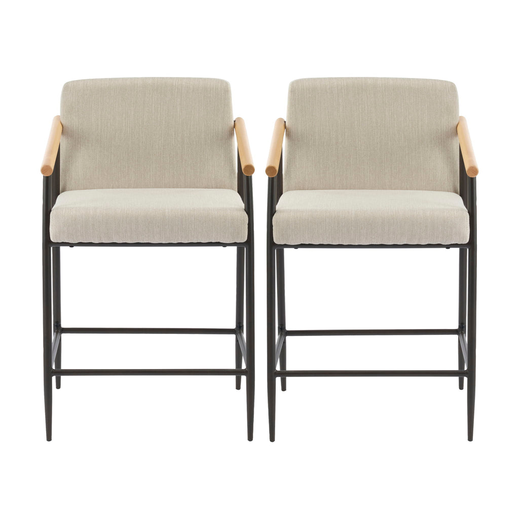 Mid Century Modern Counter Stool Set With Iron Frame