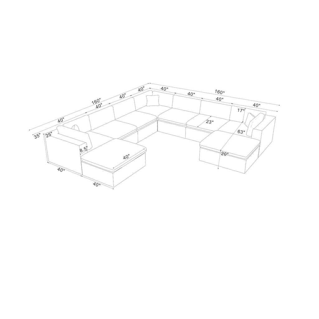 Custom Configuration Modular Sectional & Toss Pillows