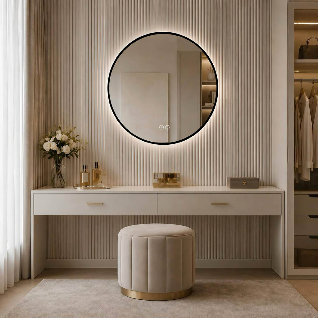 Round Framed Dimmable ED Bathroom Mirror With Anti Fog