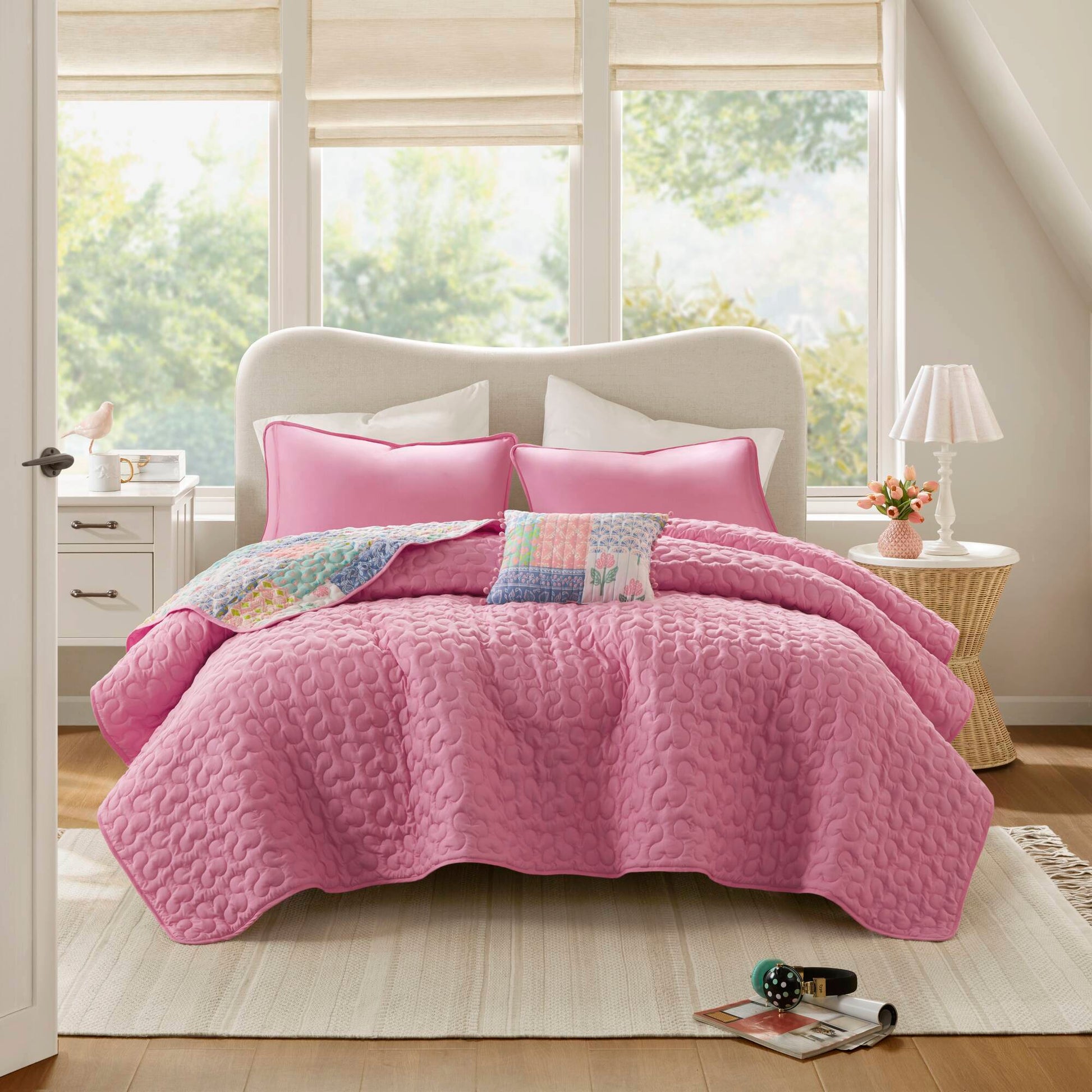 Nellie - Full/Queen 4 Piece Quilt Set - Pink