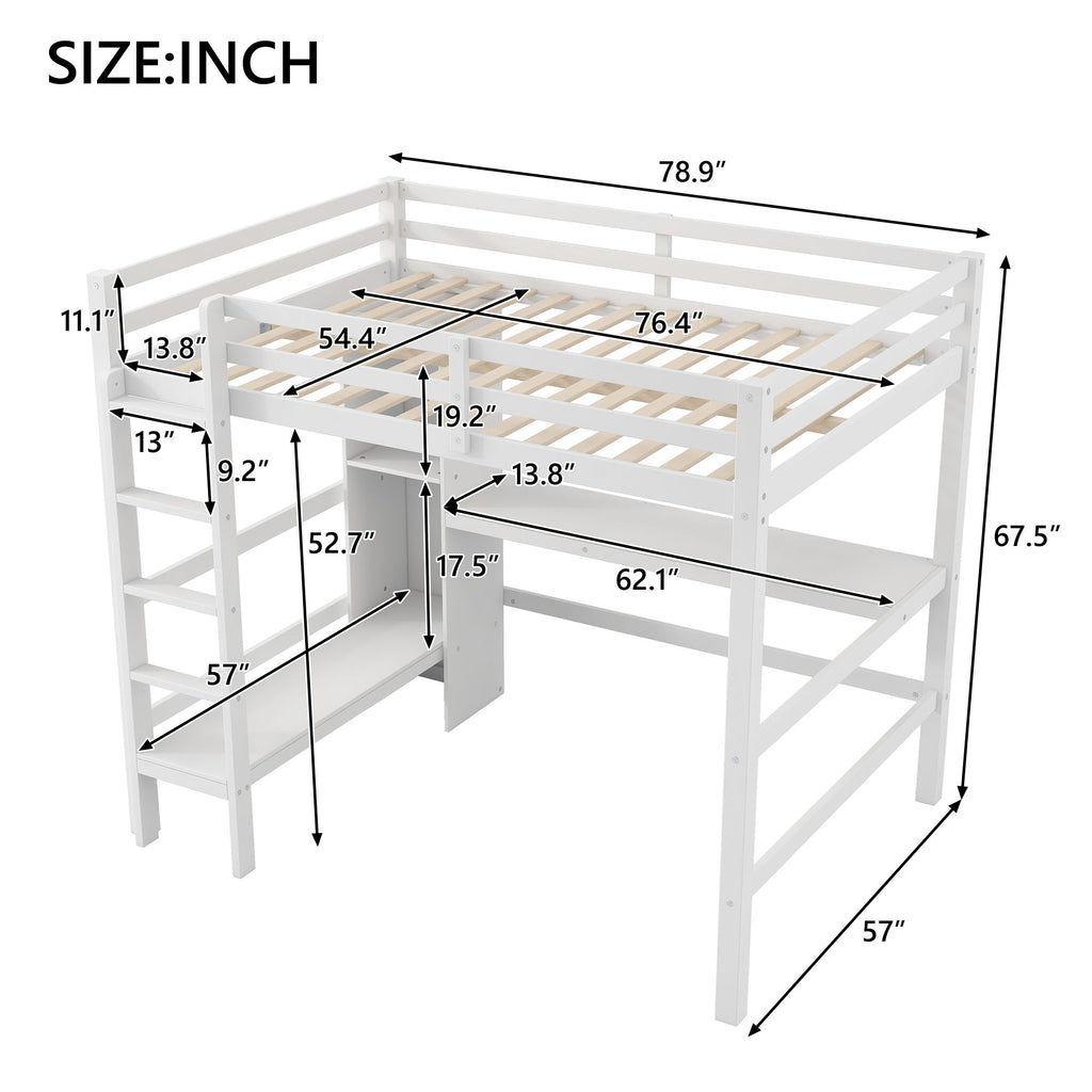Loft Bed With Built In Desk And Multifunction Shelves