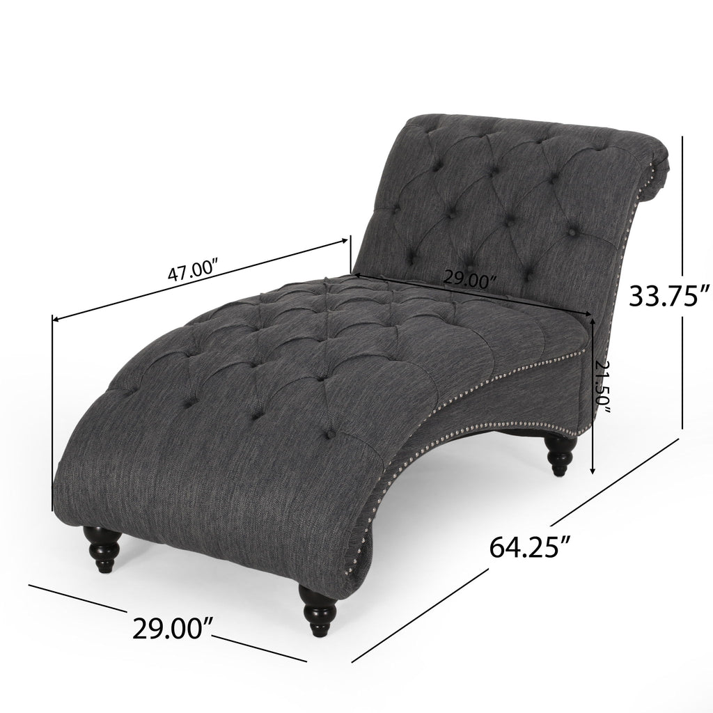 Chaise Lounge With Button Tufted Diamon Stitch