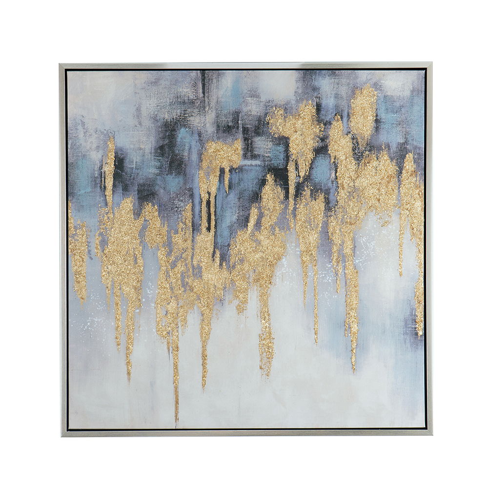 Modern Oil Painting, Square Framed Wall Art For Living Room Dining Room Office - Multicolor