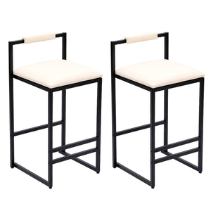 Elegant Bar Stool Set With Backrest And Footrest, Counter Height (Set of 2)