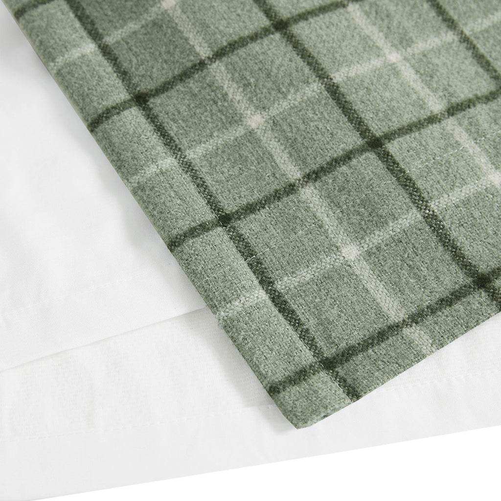 Anaheim - Plaid Rod Pocket and Back Tab Curtain Panel With Fleece Lining - Green
