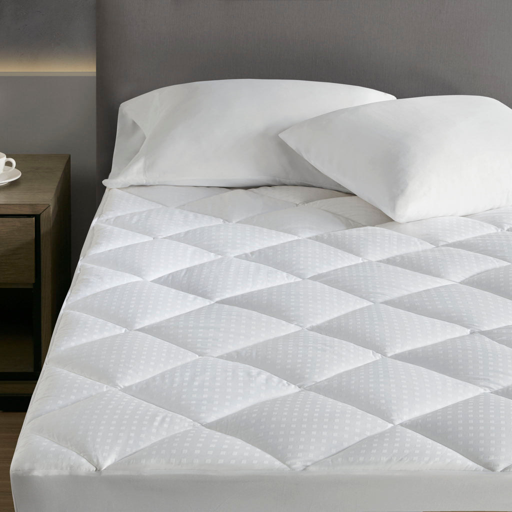 Signature - Queen Dobby Cotton Waterproof Mattress Pad - White