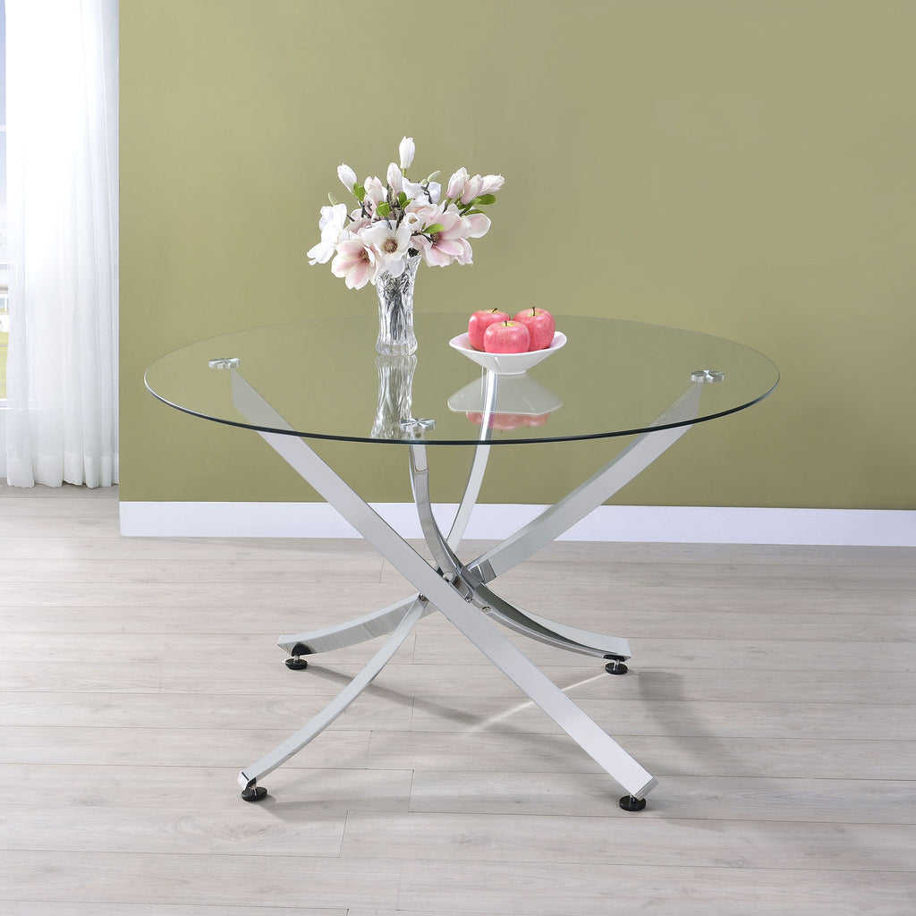 Declan - Round Top Dining Table - Chrome