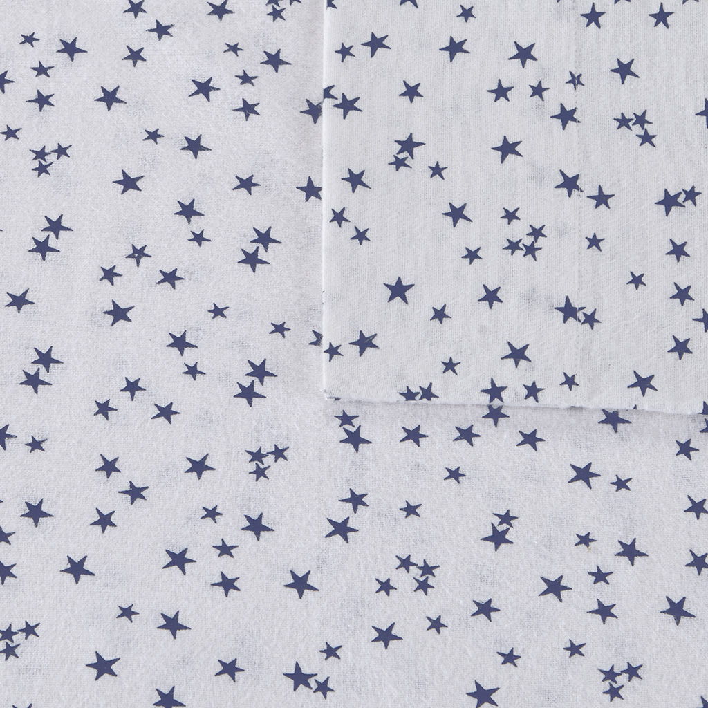 Cozy Soft - Twin Long Novelty Print Sheet Set - Blue Stars