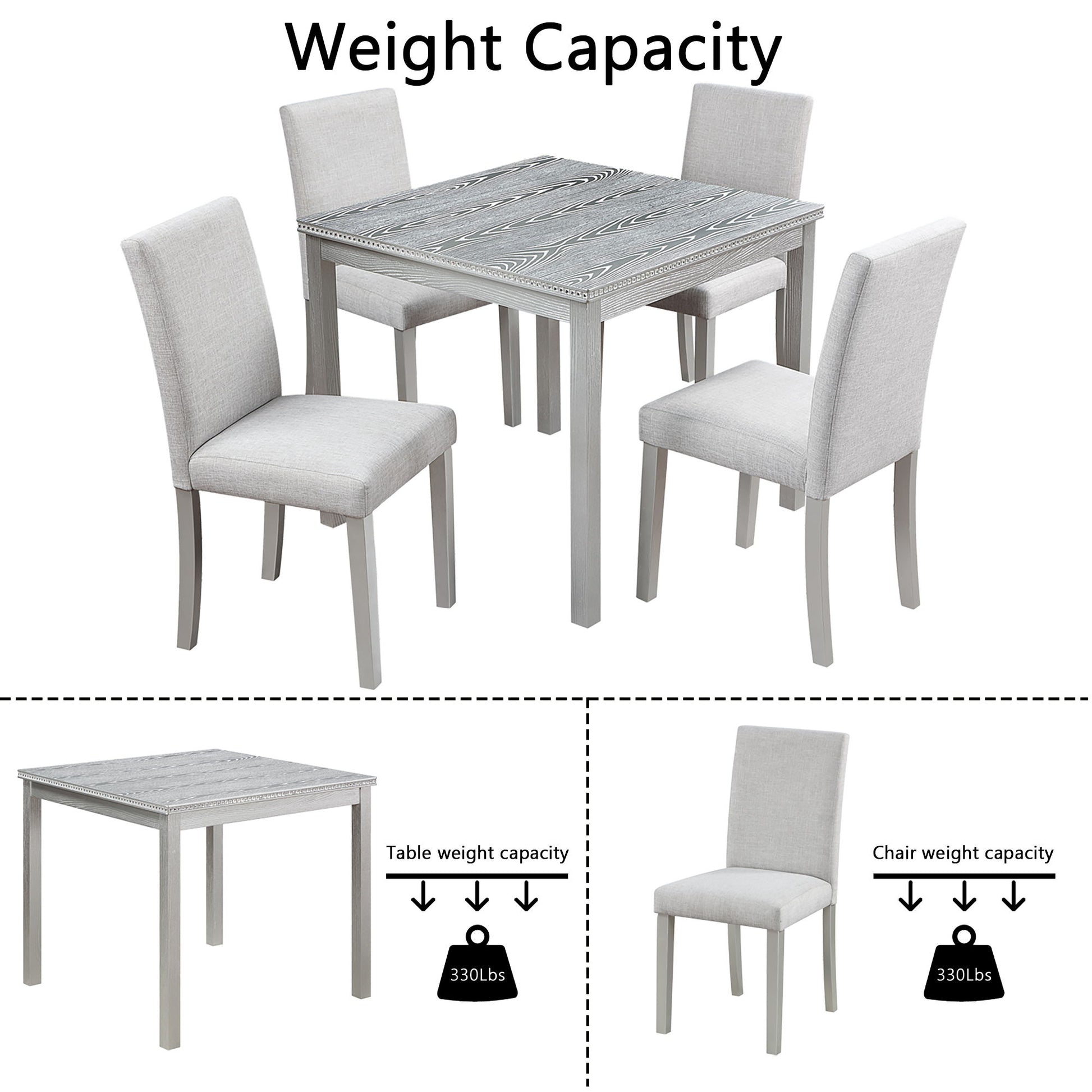 Dining Table Set With Crystal Decoration And Upholstered Chairs