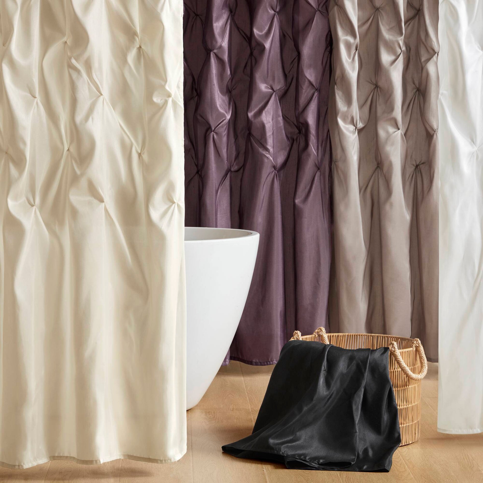 Laurel - Tufted Semi-Sheer Shower Curtain - Plum