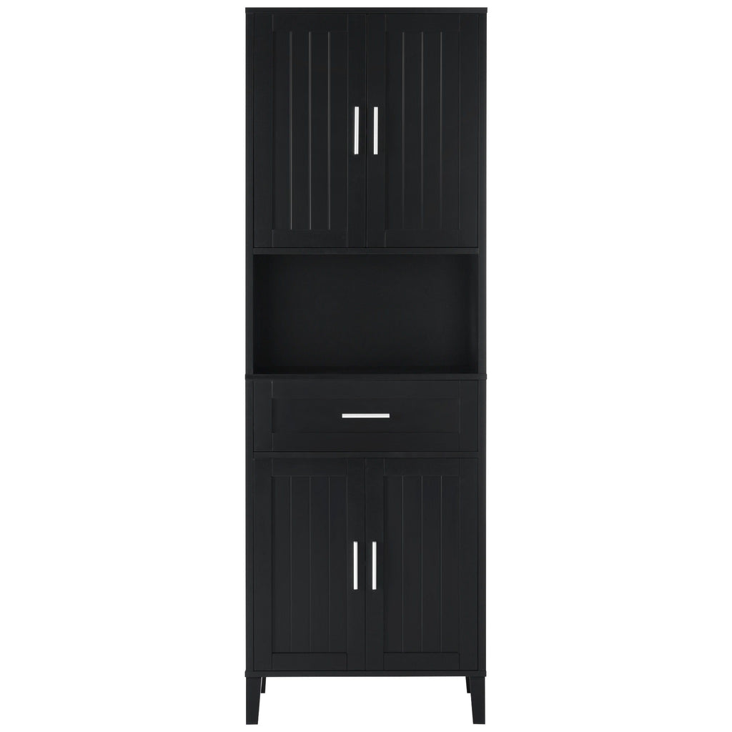 Freestanding Tall Bathroom Cabinet With Soft Close Doors And Adjustable Shelves
