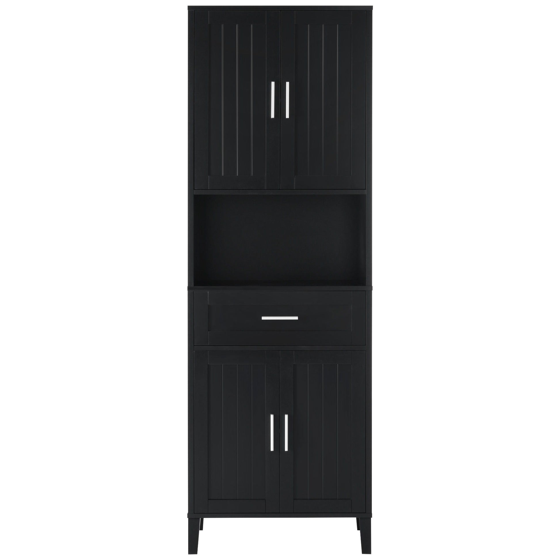 Freestanding Tall Bathroom Cabinet With Soft Close Doors And Adjustable Shelves