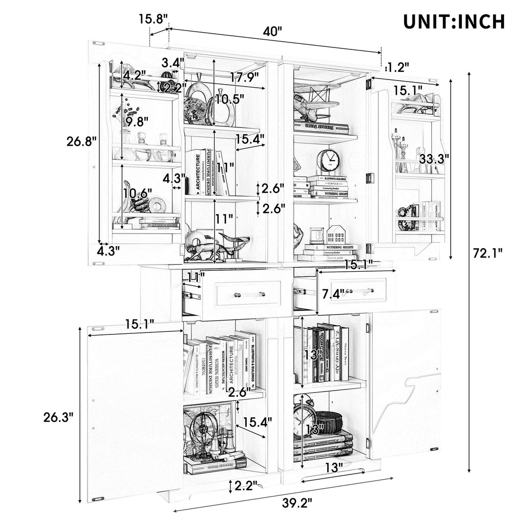 Tall Freestanding Bathroom Storage Cabinet With Adjustable Shelf, 2 Door Design