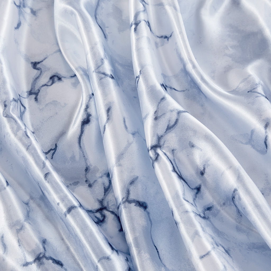 Printed Satin - King Sheet Set - Blue Marble