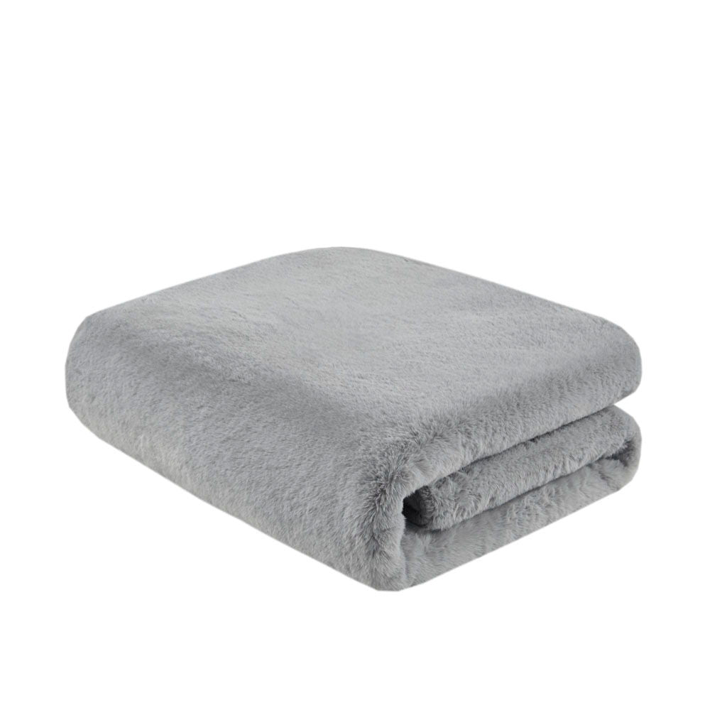 Bristol - Solid Premium Faux Fur Throw - Gray