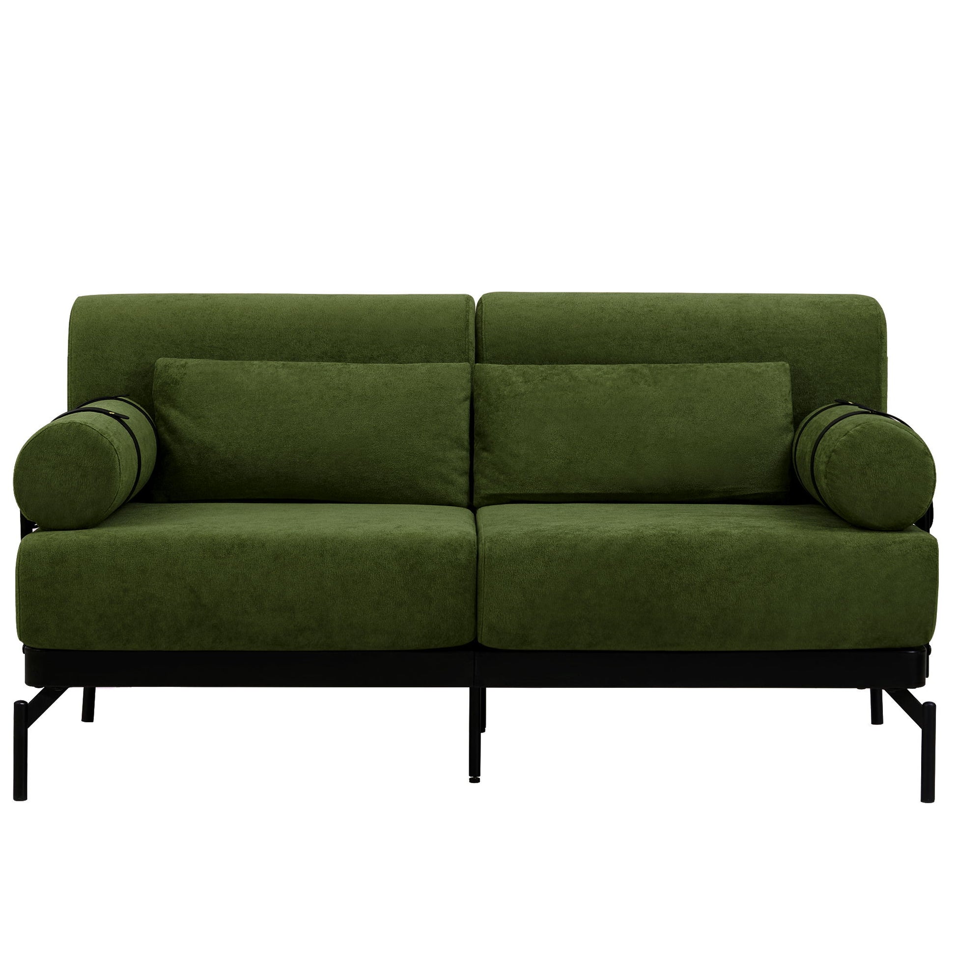 Modern Loveseat Sofa 2 Seater With USB Ports, Cylindrical Armrests