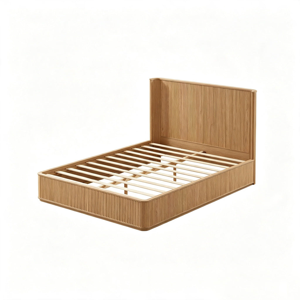 Wave Pattern Headboard Platform Bed Frame