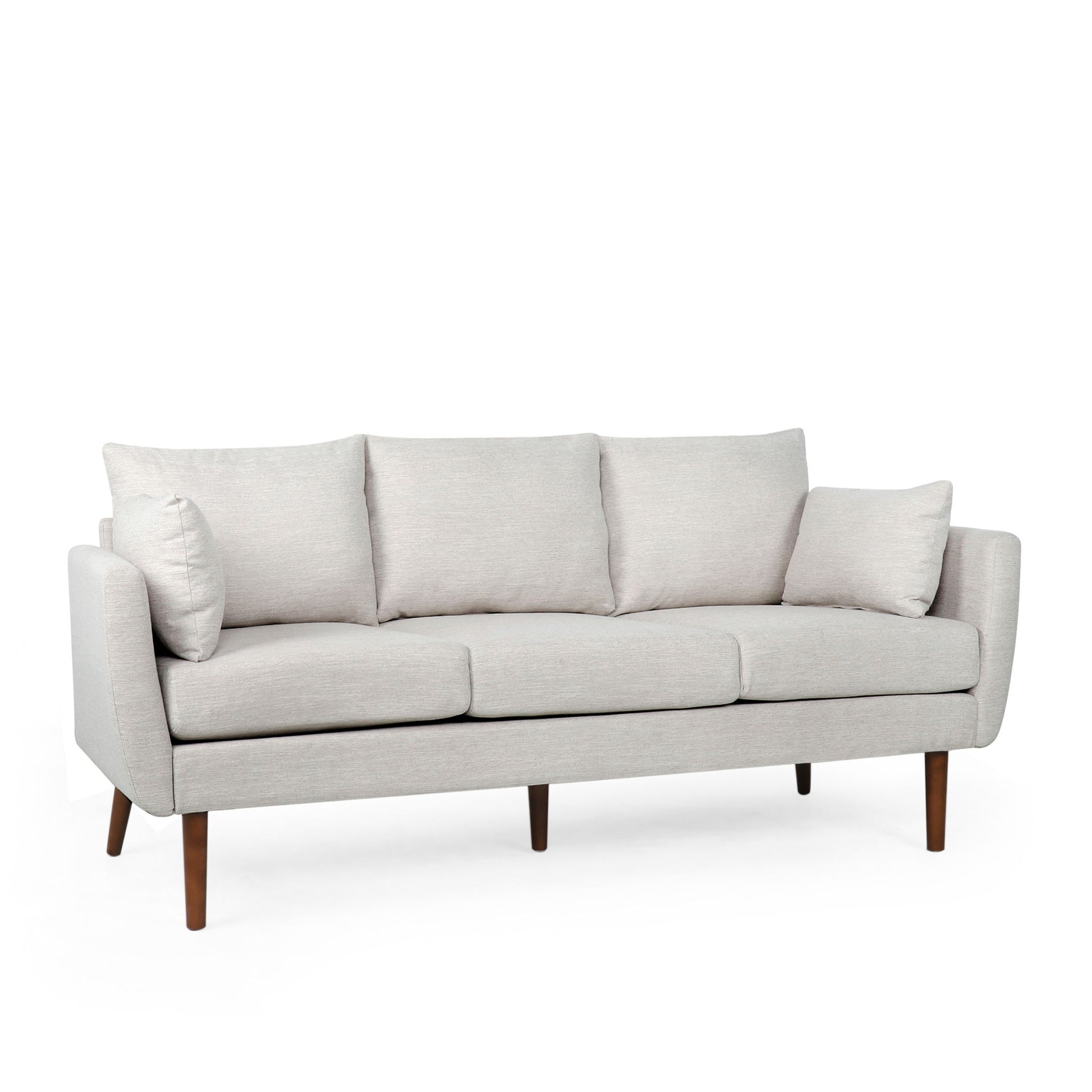 Diaphanous - Upholstered 3 Seater Sofa With 2 Accent Pillows And Wood Legs