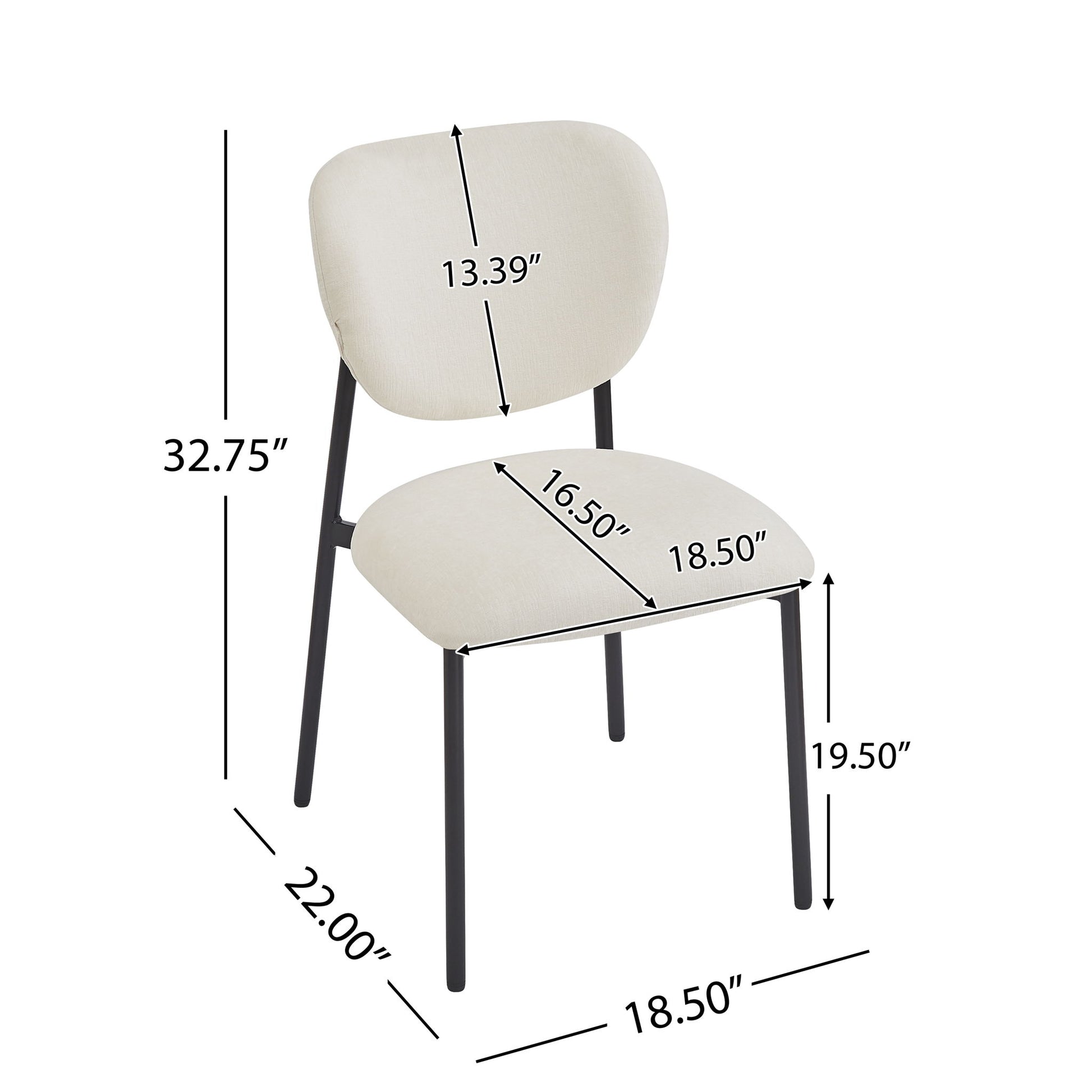 Modern Upholstered Dining Chairs With Metal Legs (Set of 2) - Beige