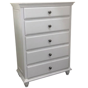 1 Piece Chest 5 Drawers Knob Handles Bedroom Furniture - White