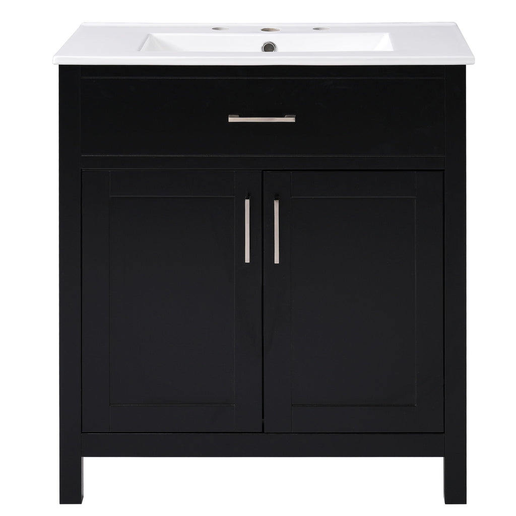 Bathroom Vanity With Sink And Ample Storage, Rectangular Undermount Sink - Black