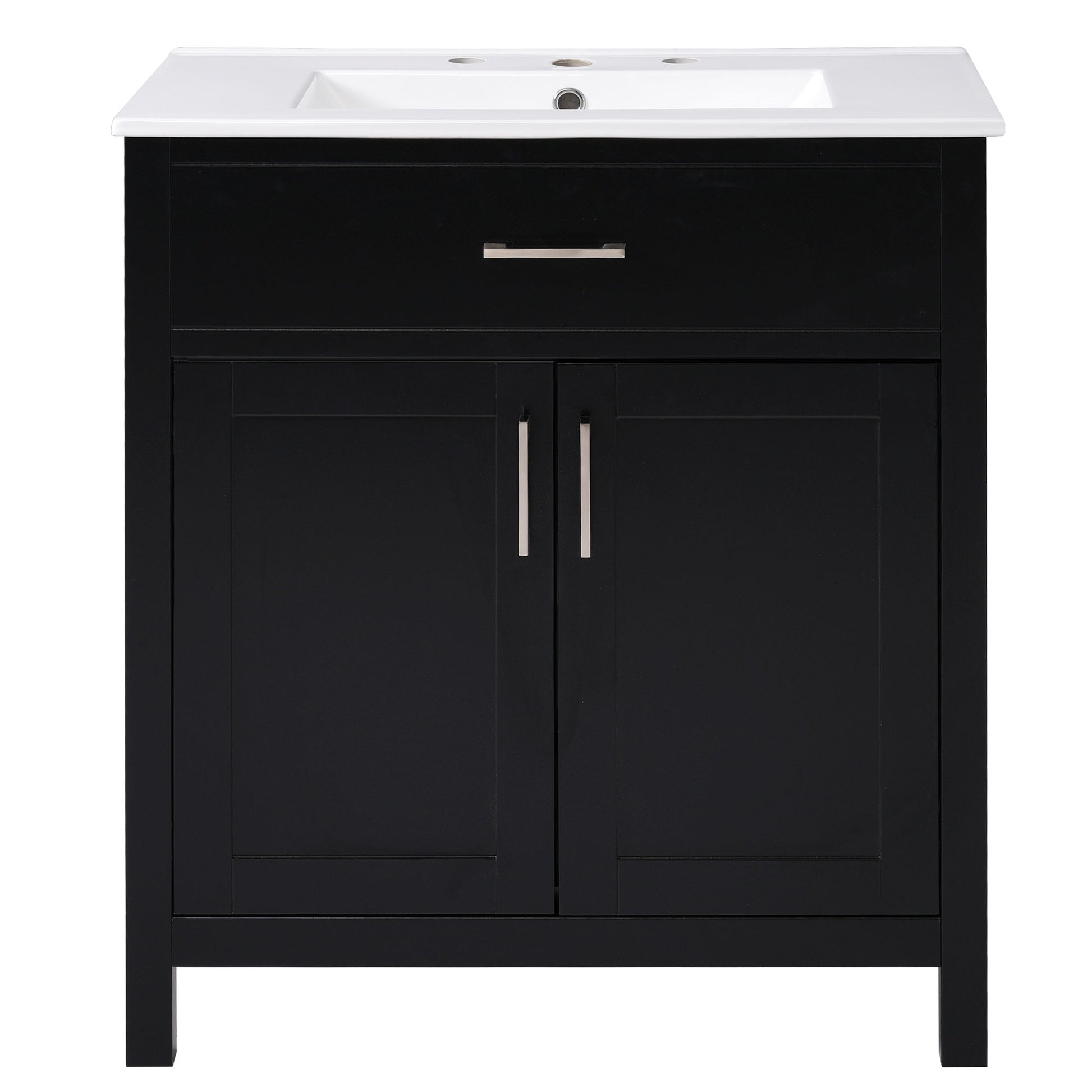 Bathroom Vanity With Sink And Ample Storage, Rectangular Undermount Sink - Black