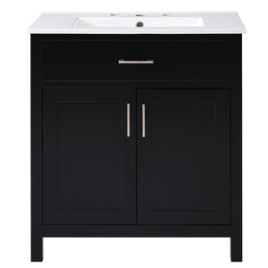 Bathroom Vanity With Sink And Ample Storage, Rectangular Undermount Sink - Black