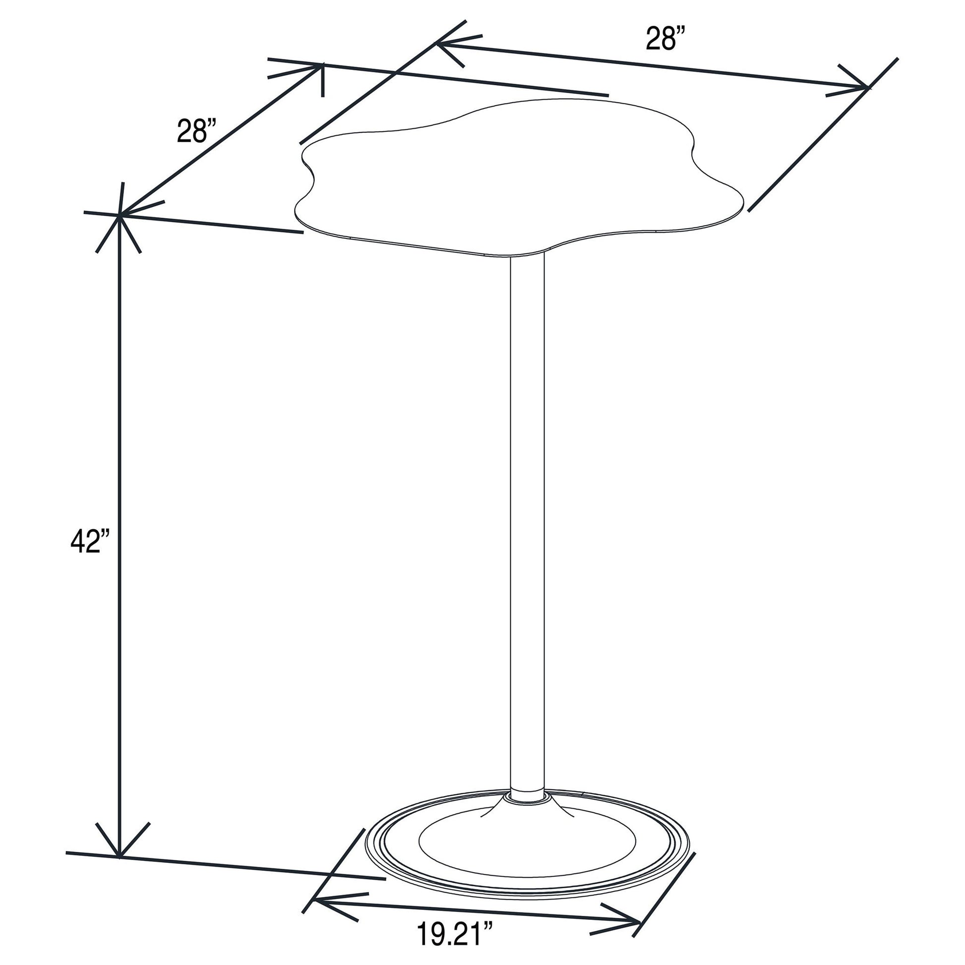 Fresno - Curved Cloud Shaped Bistro Bar Table Bar Table - Black