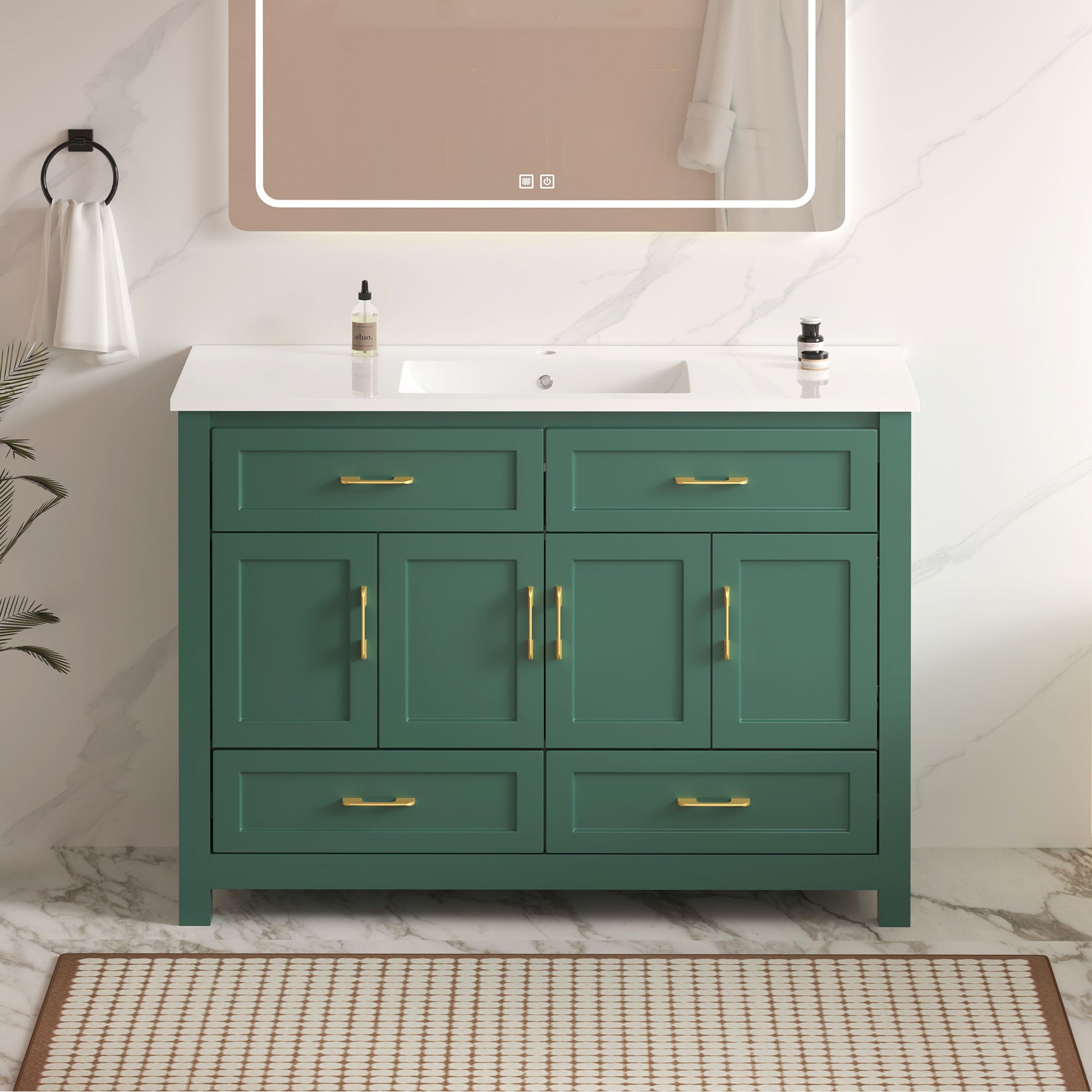 Bathroom Vanity With Sink Combo, 4 Soft Close Doors And 4 Drawers