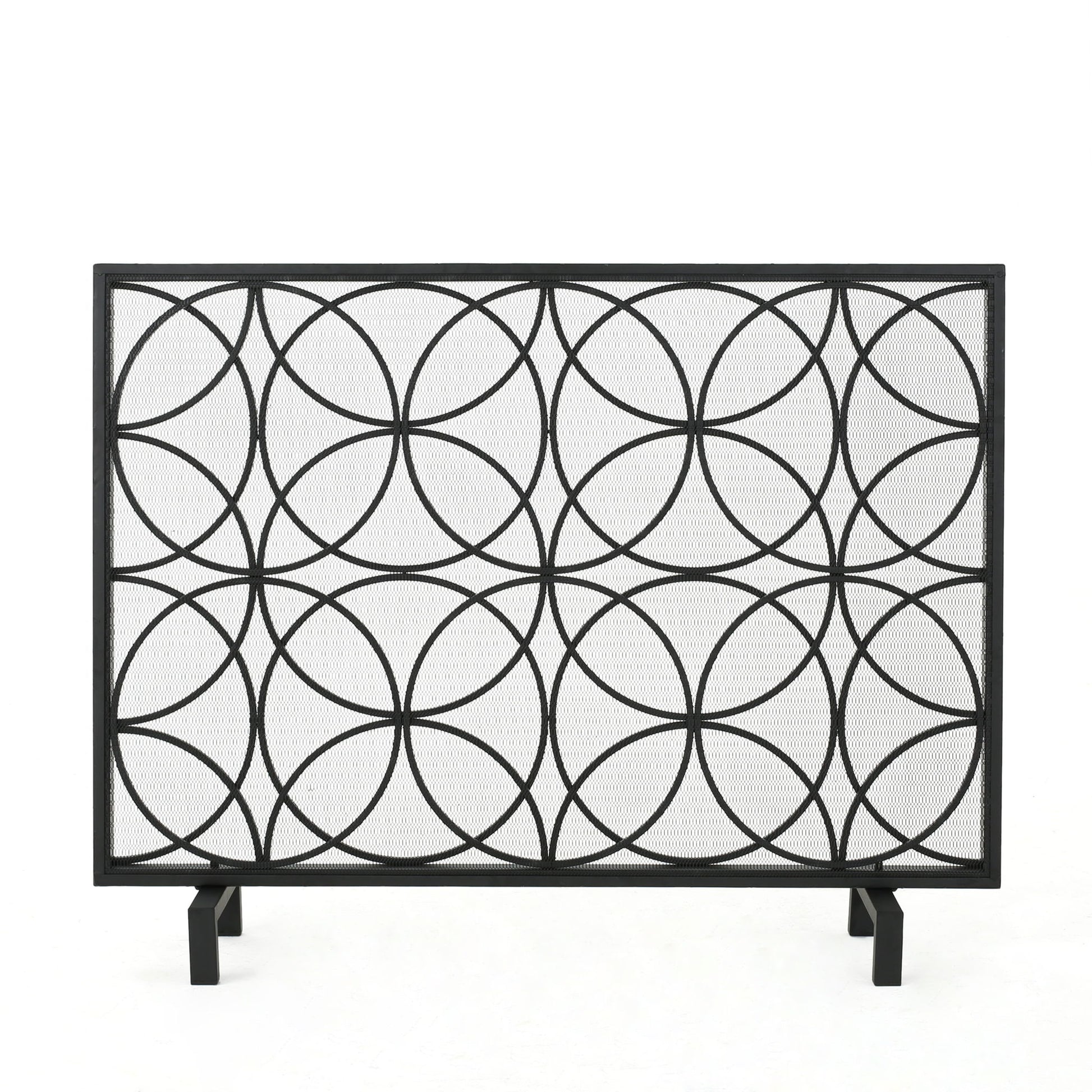 Thayer - Single Panel Iron Fireplace Screen With Geometric Design