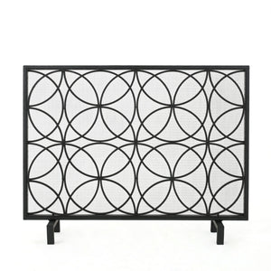 Thayer - Single Panel Iron Fireplace Screen With Geometric Design