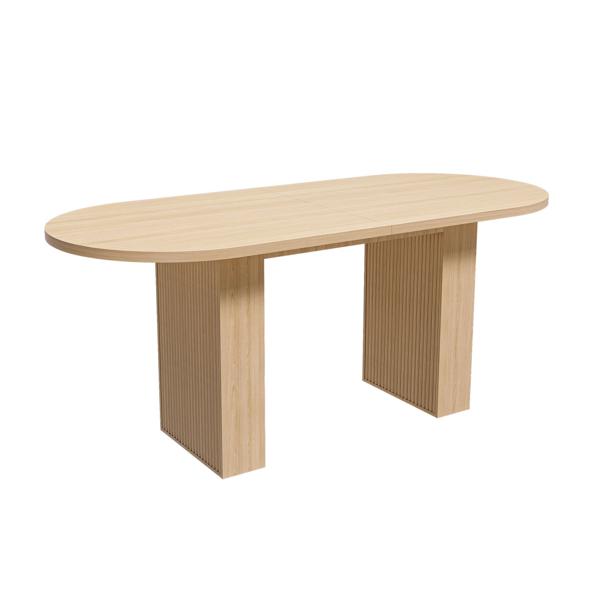 Oval Dining Table With Slim Base - Light Walnut