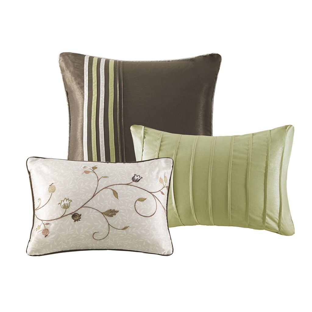 Serene - Queen Embroidered Piece Comforter (Set of 7) - Green