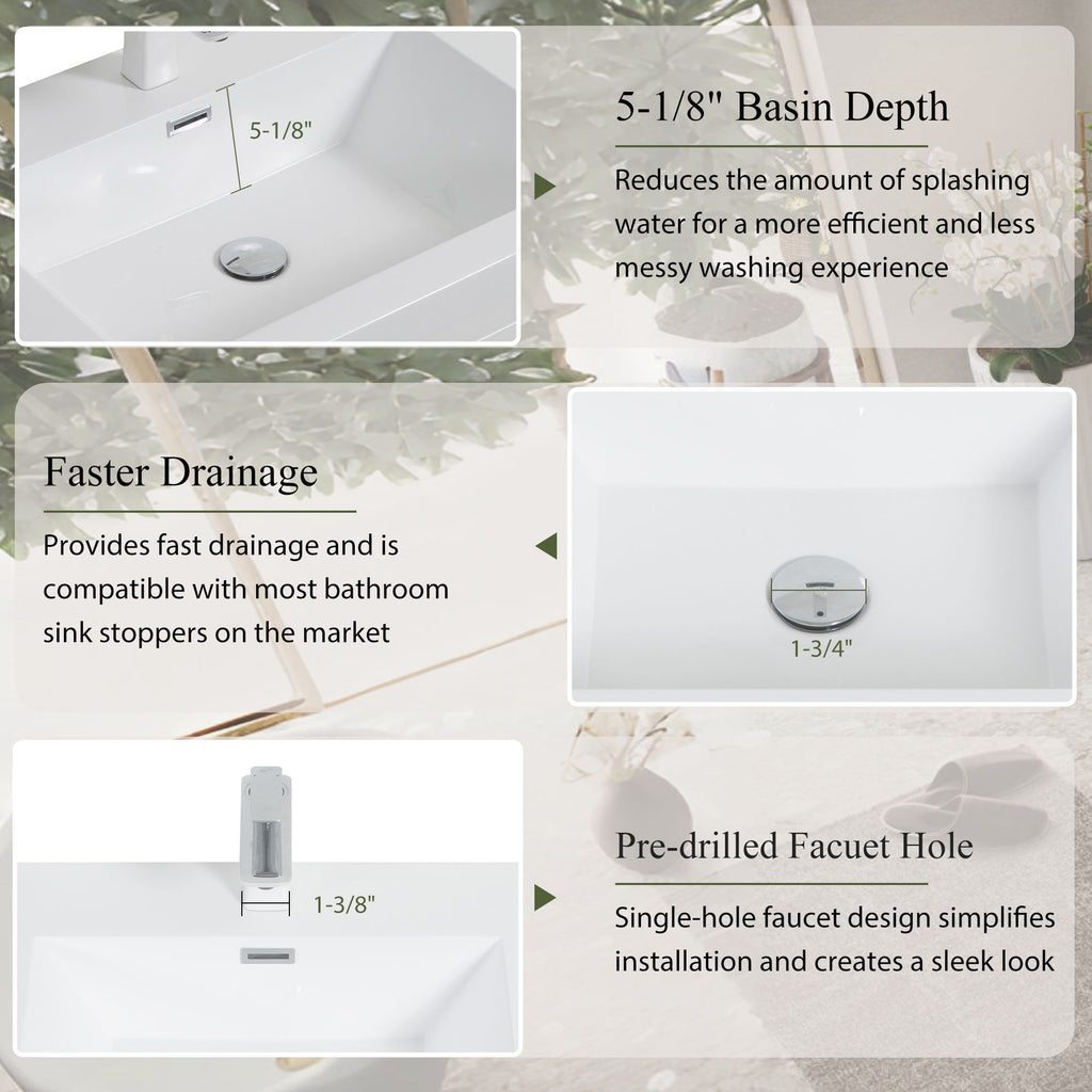 Bathin Freestanding Bathroom Vanity With Double Sinks, Bathroom Storage Vanity Cabinet With Stone Resin Countertop And Soft Close Drawers