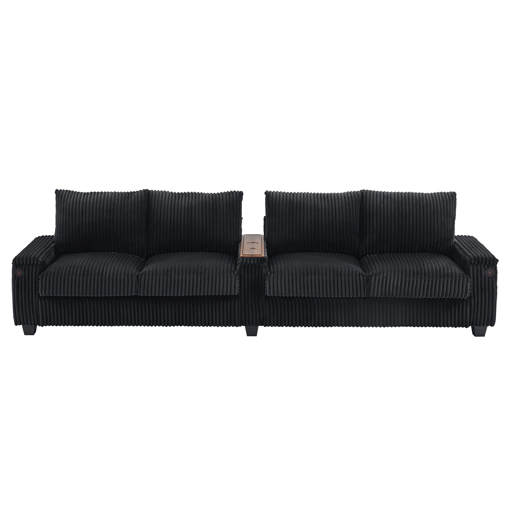 Modern 4 Seater Corduroy Sofa Couch With USB Ports And Hidden Storage