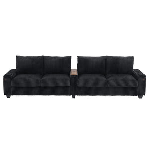 Modern 4 Seater Corduroy Sofa Couch With USB Ports And Hidden Storage